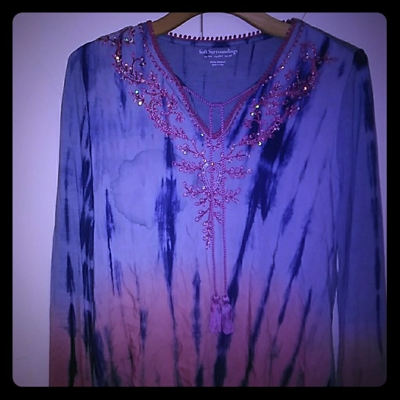 Soft Surroundings Shirt Tunic Medina Tye Dye Boho - Picture 2 of 5